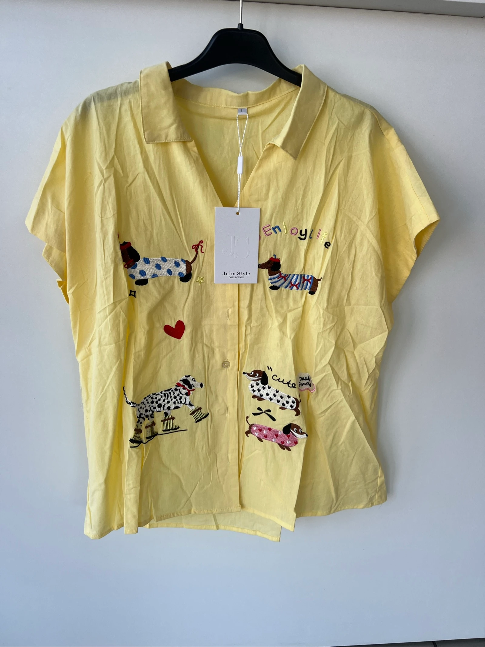 🐶Q Camisa Amarela Estilo Julia | Tamanho L 💛